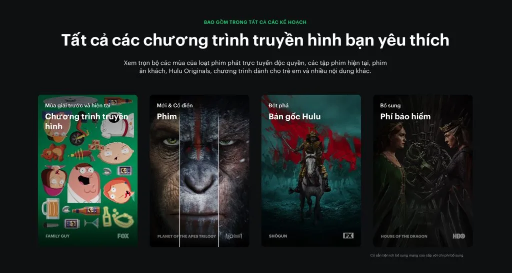 Tính năng tài khoản Hulu