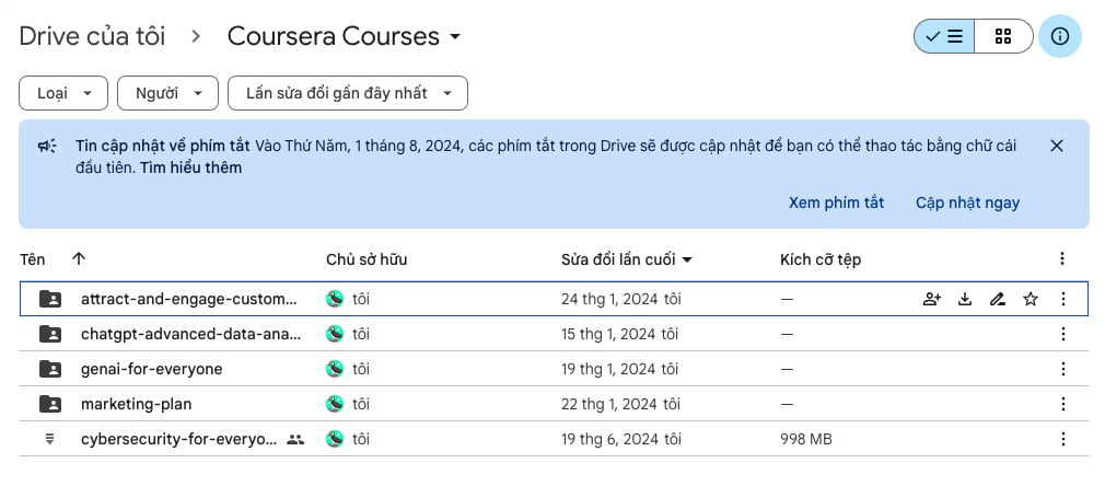 Nhận khóa học Coursera miễn phí trên Drive