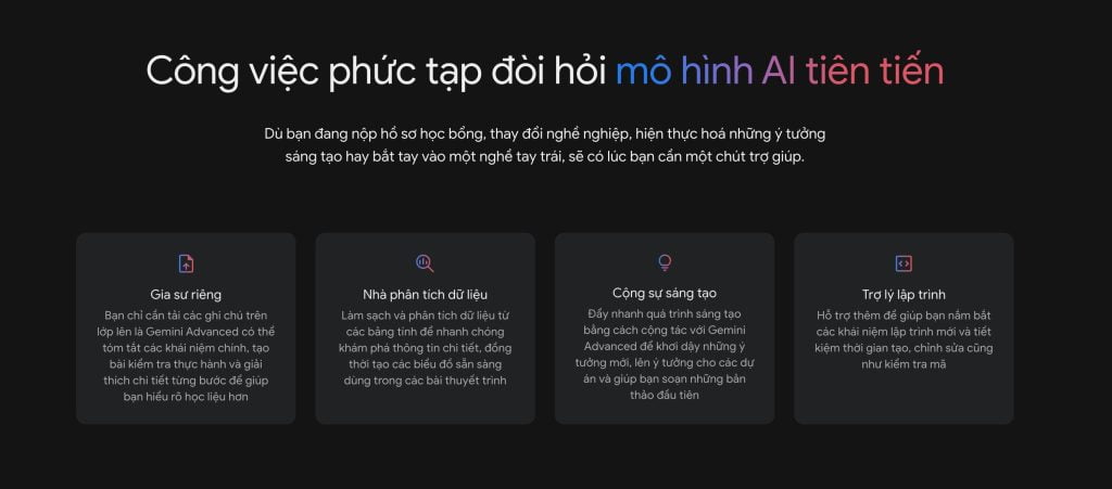 Ứng dụng của Gemini Advanced